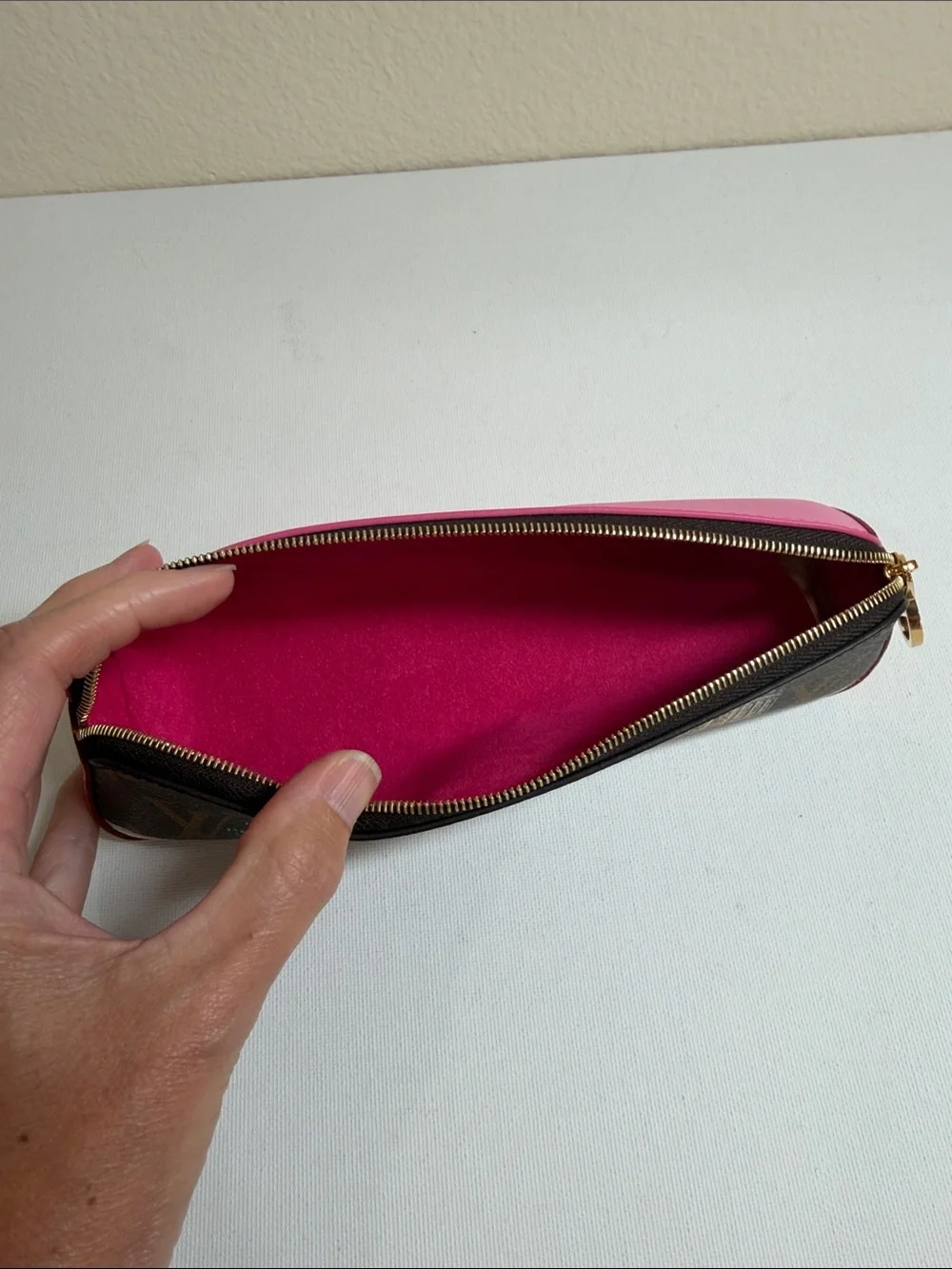 Louis Vuitton Elizabeth Monogram Pencil Case with Vivienne Paris Pink
